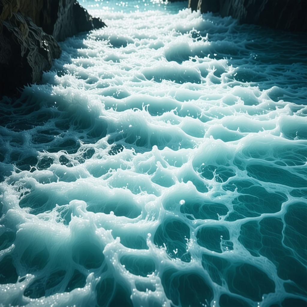 Stream of milk blending with clear water symbolizing purity and spirituality in dream interpretation