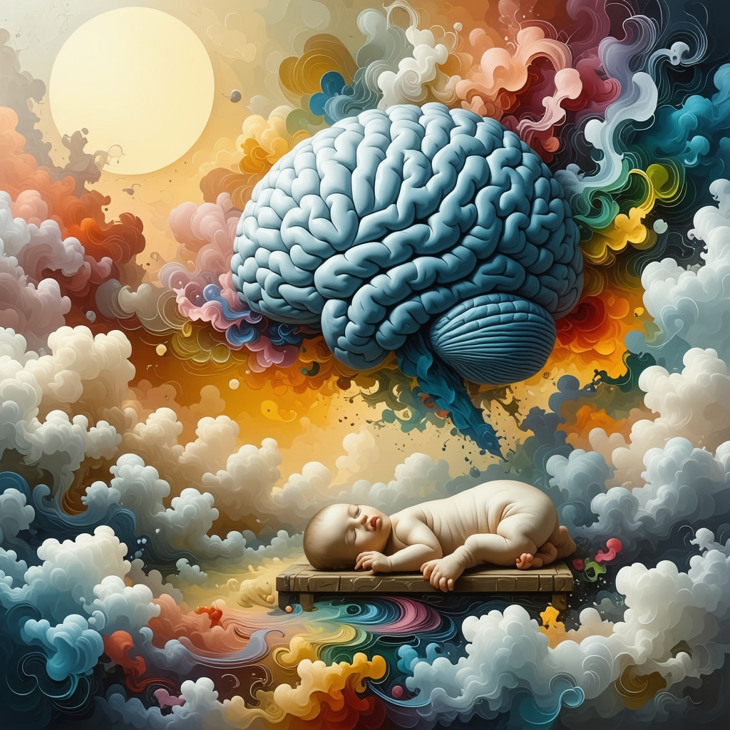 Symbolic image combining Islamic calligraphy and brain imagery to represent dream interpretation