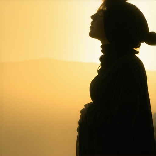 Woman contemplating symbols of pregnancy and growth in Islamic dream interpretation