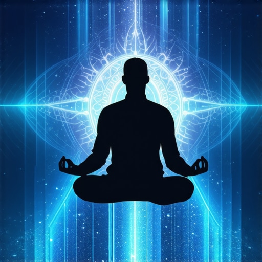 Person meditating with Islamic symbols and dream imagery