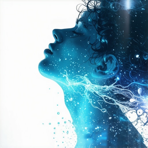 Person dreaming with symbols of water and light indicating spiritual messages