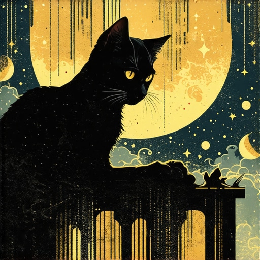 Expert analyzing dream symbols with cats in a mystical Islamic context