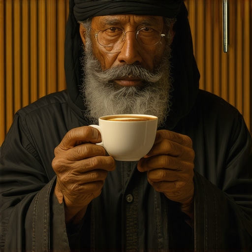 Islamic scholar analyzing a dream about coffee with spiritual symbols