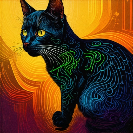 Islamic symbolic art depicting a spiritual dream about a cat