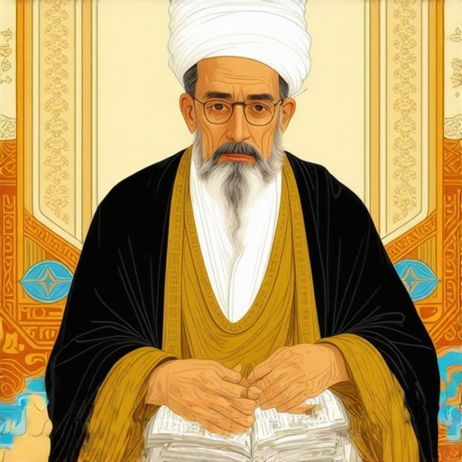Islamic scholar analyzing dream symbols with traditional tools