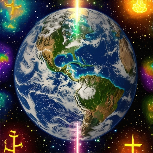 Abstract art showing earth trembling with spiritual symbols, symbolizing inner transformation