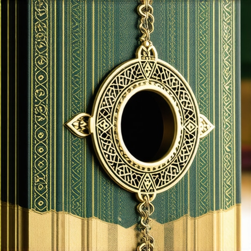 Close-up of an ornate Islamic prayer ring representing spiritual connection and protection.