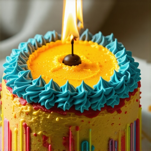 A beautifully decorated cake glowing with light, symbolizing spiritual harmony and inner peace in Islamic culture.