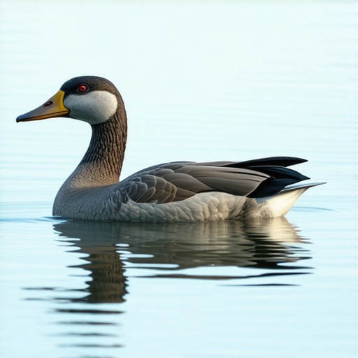 A peaceful goose floating in water, representing spiritual calmness and inner strength.