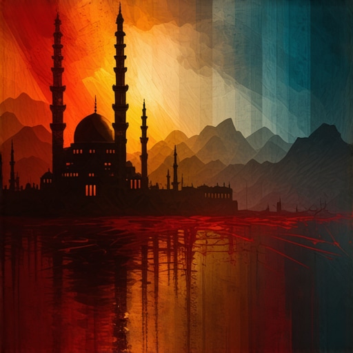 Islamic dream scene with symbolic flowing blood illustrating spiritual meaning