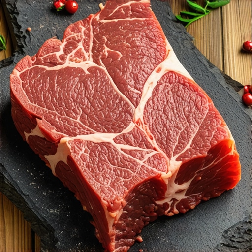 Symbolic illustration of meat in Islamic dream analysis, rich in detail.