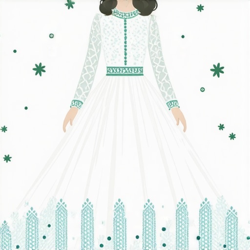 Person dreaming about wedding dress with Islamic motifs.