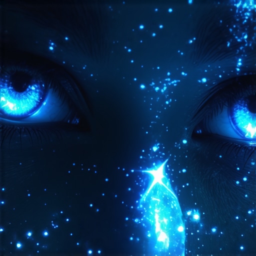 Duhovna simbolika plavih očiju u snovima Duge plave oči u snu sa svetlucavim duhovnim svetlom, simboli prosvetljenja