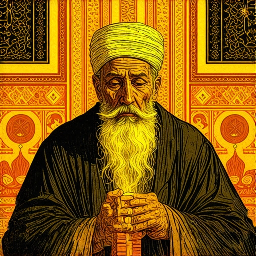 Islamic scholar analyzing dream symbols related to Hell, deep spiritual interpretation