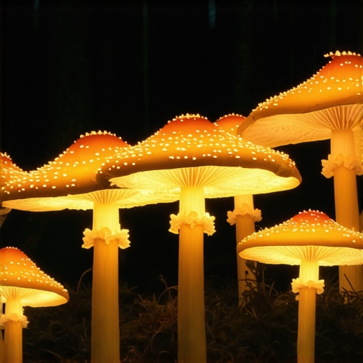 Mistical forest with luminous mushrooms representing spiritual secrets