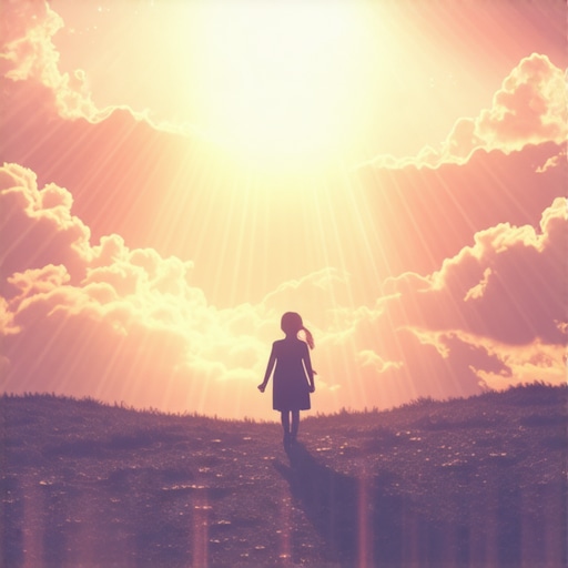 Mystical dream world with children and divine symbols