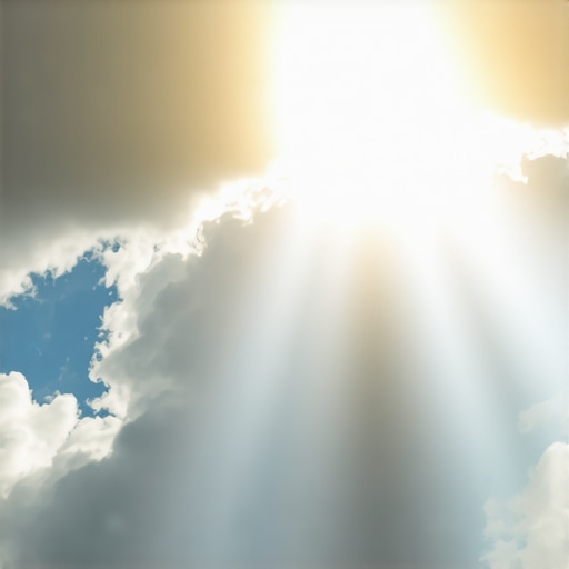 Sky opening with divine light symbolizing spiritual awakening