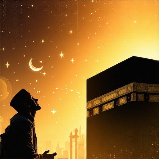 Person dreaming of Kaaba with spiritual symbols