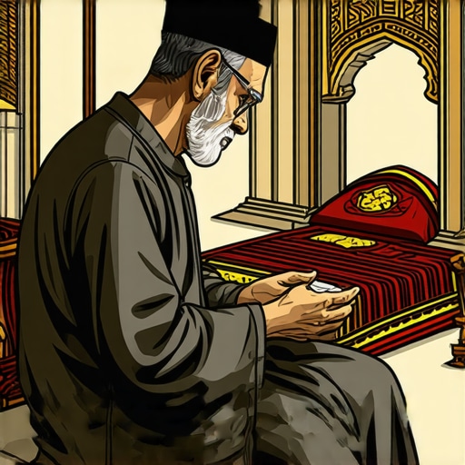 Islamic scholar analyzing dream symbols with traditional background