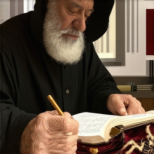 Islamic scholar analyzing dream symbols with spider imagery