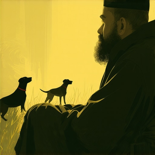 Duhovno tumačenje snova o psima u islamu Muslim man meditating with spiritual symbols during dream interpretation