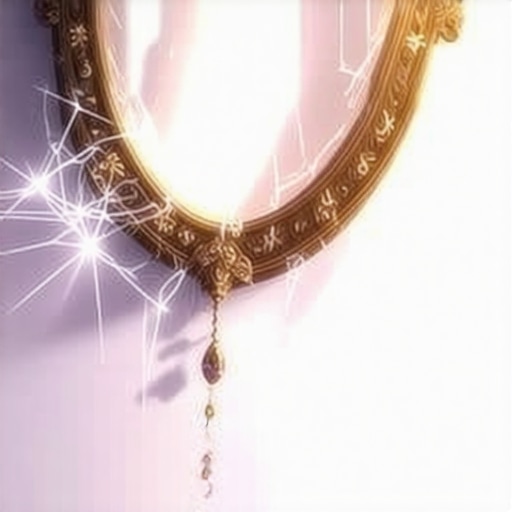 Symbolic illustration of a broken mirror with spiritual symbols in Islamic art style