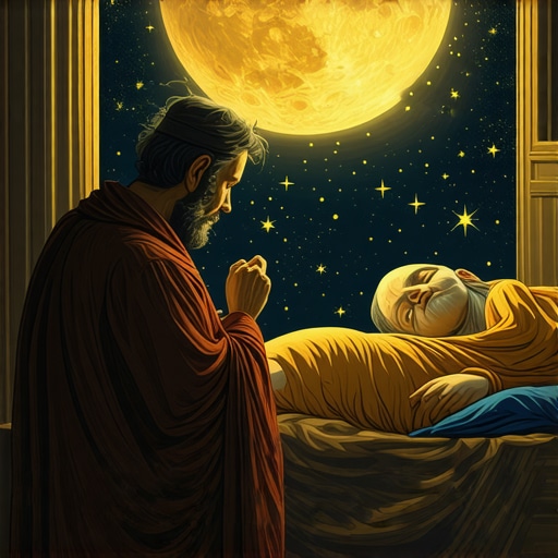 Islamic scholar examining symbols of childbirth in a dream for spiritual interpretation