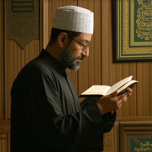 Islamic scholar analyzing dreams with Quran and symbols