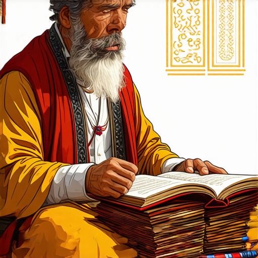 Islamic scholar studying dream symbols and interpreting spiritual messages
