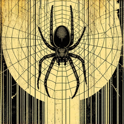 A detailed illustration of a mystical spider weaving an intricate web, symbolizing spiritual connections and inner knowledge.