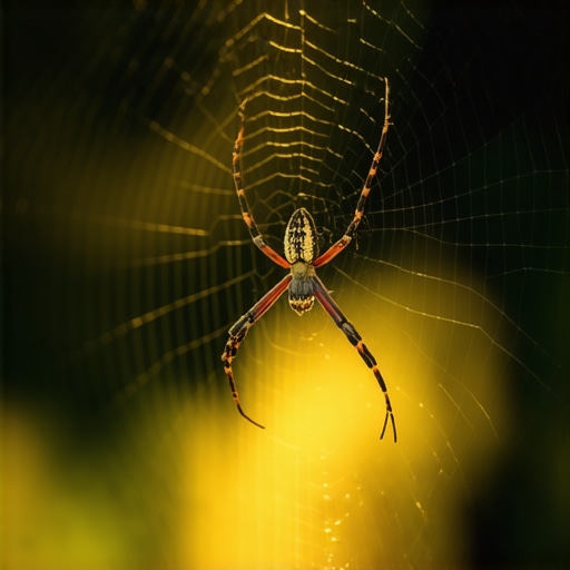 A detailed depiction of a spider weaving its web, symbolizing protection and spiritual insight in dreams.
