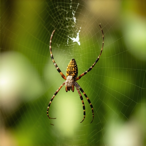 Close-up of a spider weaving a web, highlighting its intricate structure and symbolism