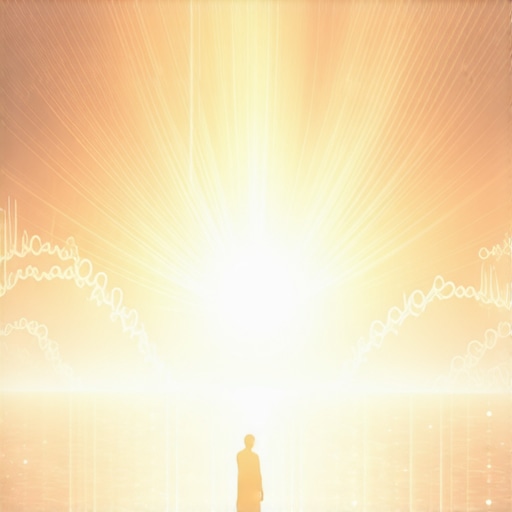 Person experiencing spiritual awakening with water and light symbols in a dream.