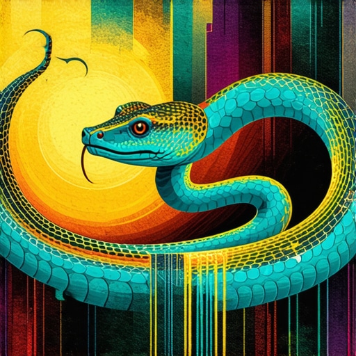 Islamic artwork of a snake symbolizing both danger and enlightenment in dreams