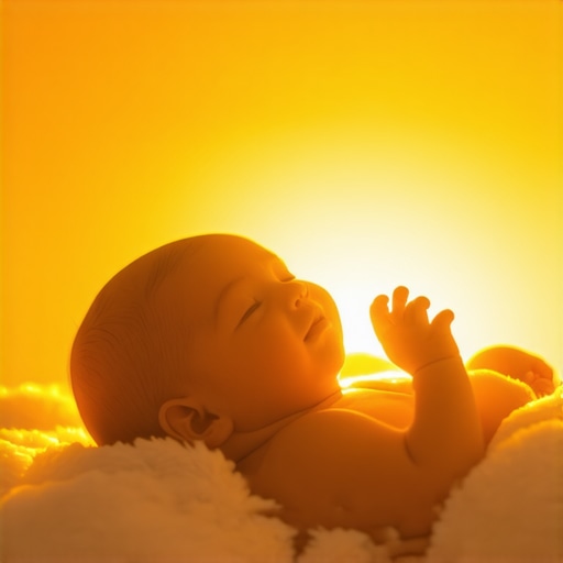 A glowing baby representing spiritual renewal and purity in Islamic art style.