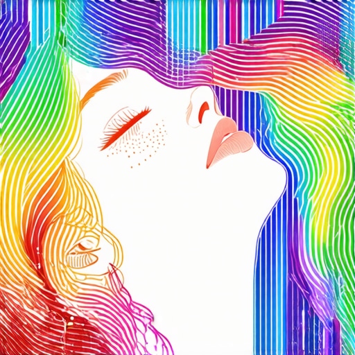 Duhovna Simbolika Farbarske Kose u Snovima Illustration of a person with colorful hair representing spiritual transformation in dreams.