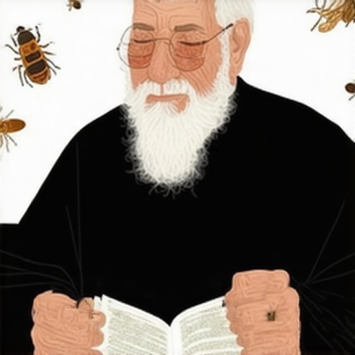 Islamic scholar examining symbolic insects in a dream for spiritual insights