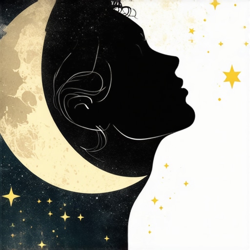 Person dreaming with celestial symbols representing divine messages in dreams.