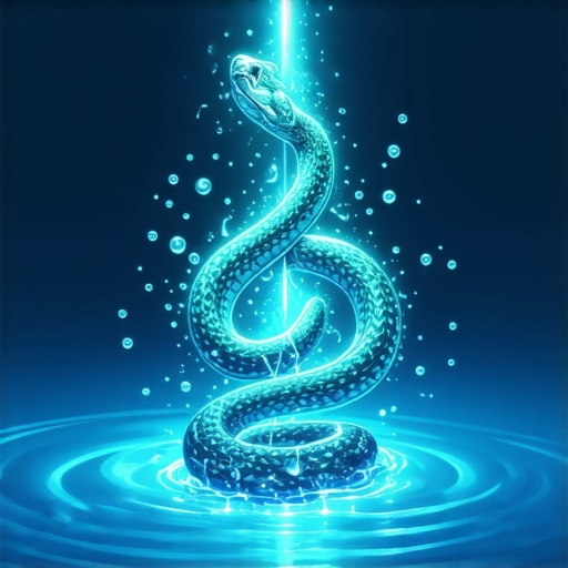 Ilustracija simboličnih snova sa vodom i zmijom, islamski simboli