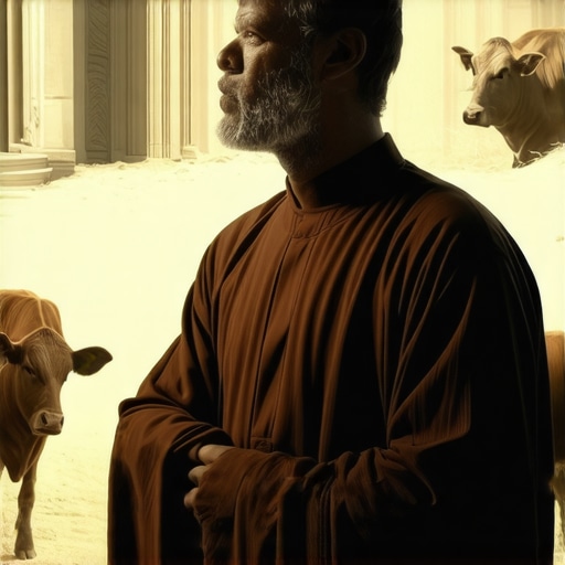 Islamic scholar studying dream symbols related to cows and calves for spiritual insights