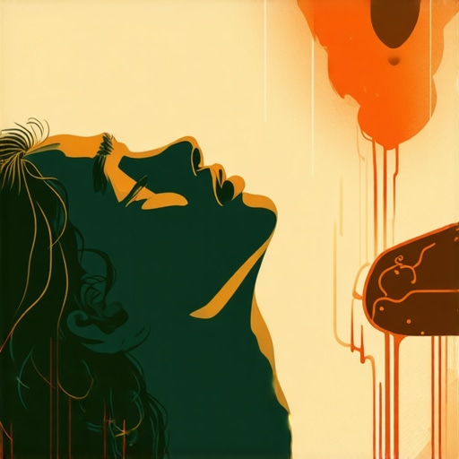 Ilustracija osobe koja sanja, sa simbolima mesa i duhovne svetlosti