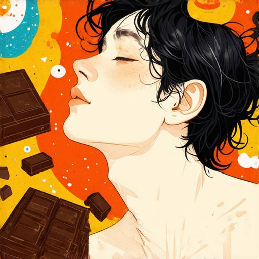 Duhovno tumačenje snova o čokoladi Person dreaming of chocolate with spiritual symbols and surreal style