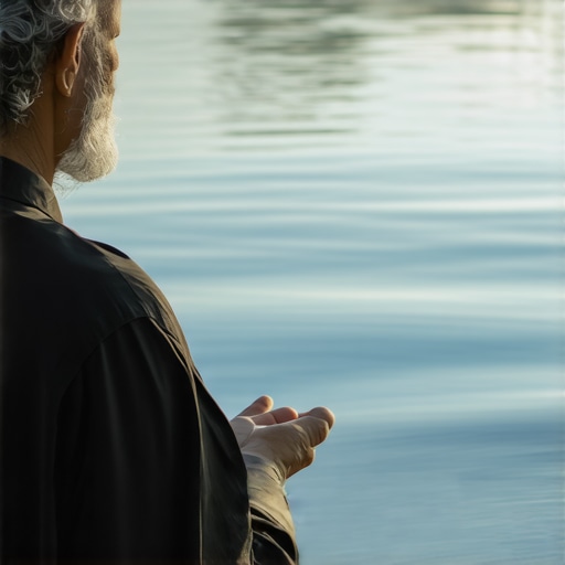 Duhovno tumačenje snova o vodi u islamu Islamic scholar interpreting water dreams with spiritual symbolism