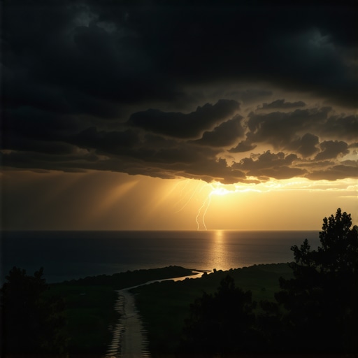 Dream landscape with storm and symbolic elements representing inner turbulence and spiritual awakening