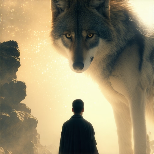 Islamic scholar interpreting dream about wolf, spiritual symbols, deep understanding