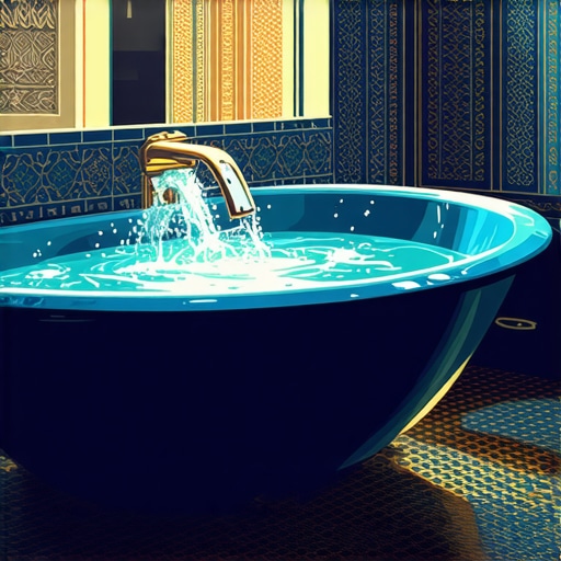 A bright, traditional Islamic bathroom basin symbolizing spiritual cleansing and purity in dreams.