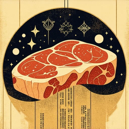 Illustration of Islamic symbols of meat and spirituality reflecting inner self