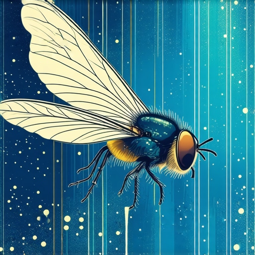 Islamic Dream Symbolism with Fly Illustration of a dream scene with a fly symbol in Islamic art style