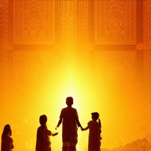 Ancient Islamic symbols interpreting dreams about children in a mystical setting