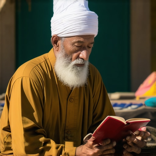 Islamic scholar contemplating spiritual symbols related to repentance